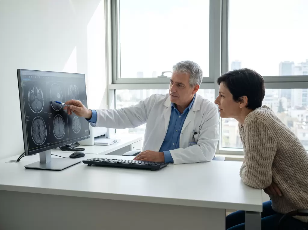 Neurosurgeon consulting a patient in Israel