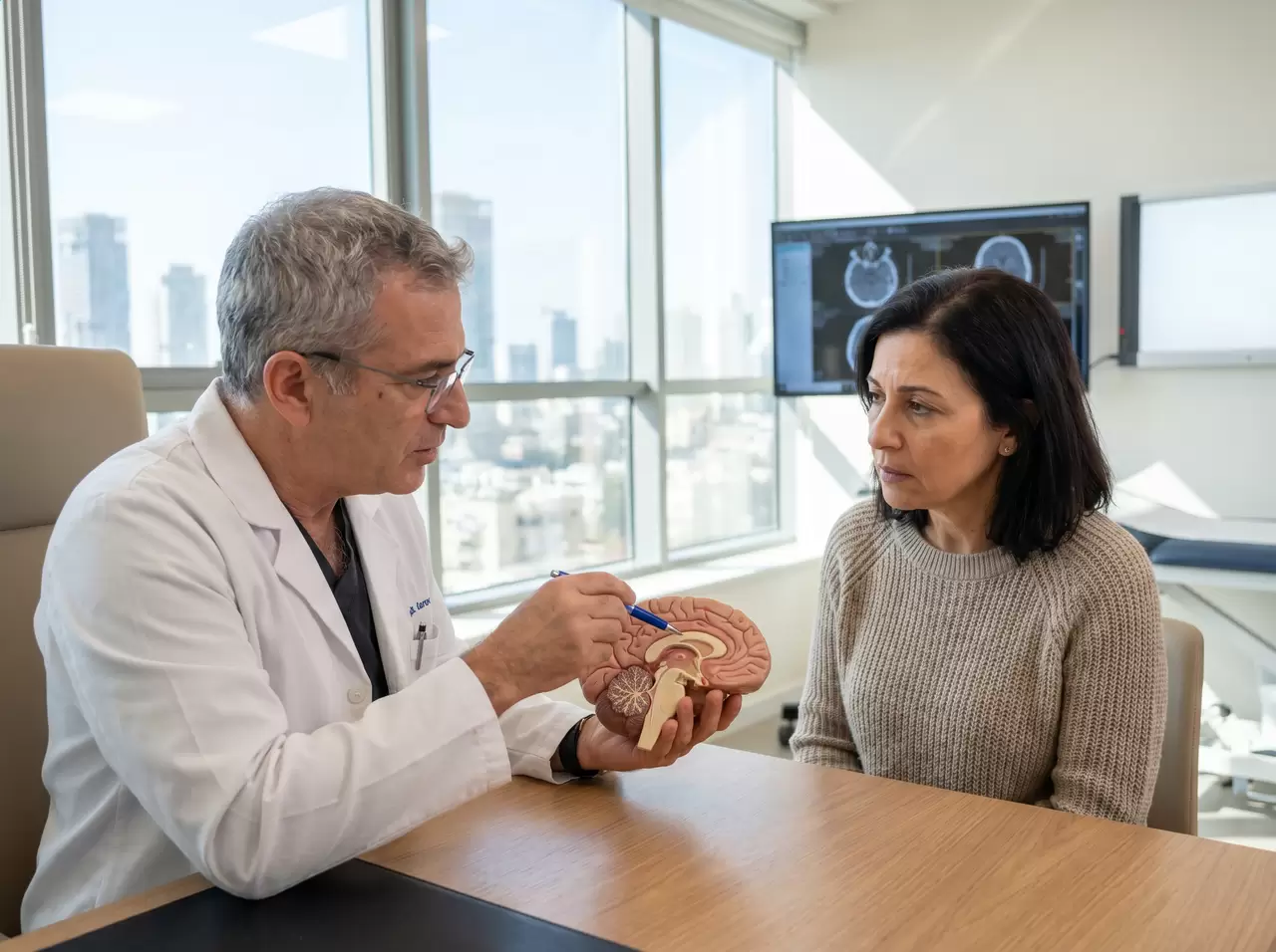 Israeli surgeon consulting patient